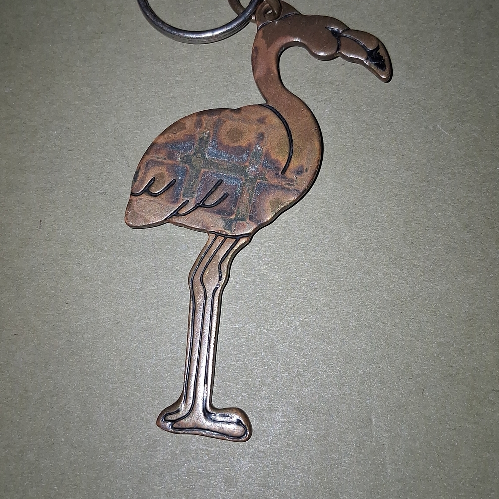 Russ Brass-toned Flamingo Keychain Charm